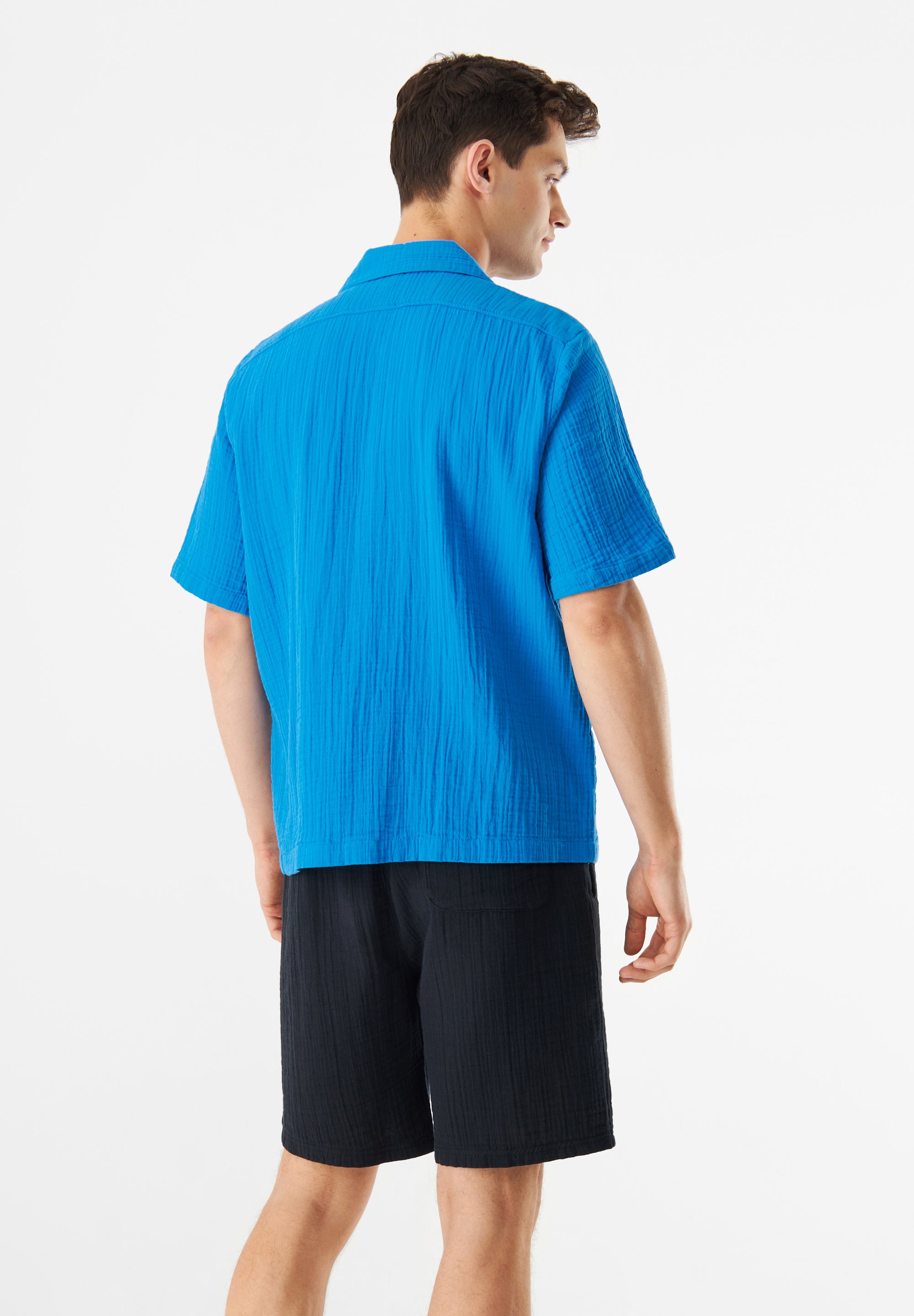 Givn Berlin Bowling-Shirt GBLUCA relaxed aus Bio-Baumwoll Musselin Buttoned Shirt French Blue (Musselin)