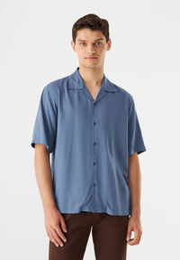 Givn Berlin Kurzarmhemd GBLUCA aus LENZING™ ECOVERO™ Buttoned Shirt Steel Blue