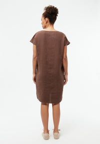 Givn Berlin Kurzes Kleid GBMABEL aus Leinen Dress Chocolate Brown (Linen)