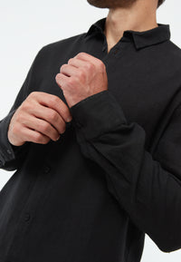 Givn Berlin Langarmhemd GBKENT aus Leinen Buttoned Shirt Black (Linen)