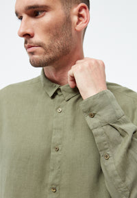 Givn Berlin Langarmhemd GBKENT aus Leinen Buttoned Shirt Faded Olive (Linen)