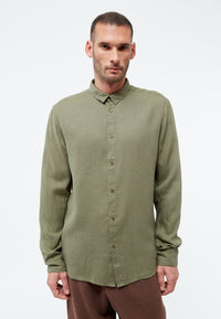 Givn Berlin Langarmhemd GBKENT aus Leinen Buttoned Shirt Faded Olive (Linen)