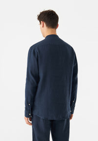 Givn Berlin Hemd GBWES regular aus Leinen mit Stehkragen Buttoned Shirt Midnight Blue (Linen)