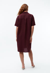 Givn Berlin Leinenkleid GBELAINE mit Polokragen Dress Burgundy (Linen)