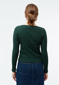 Givn Berlin Longsleeve GBROSA mit U-Boot Ausschnitt aus Bio-Baumwoll Rippjersey Longsleeve Bottle Green (Rib)