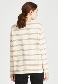 Givn Berlin Longsleeve SERENA aus Bio-Baumwolle Longsleeve Off White / Muddy Brown (Stripes)