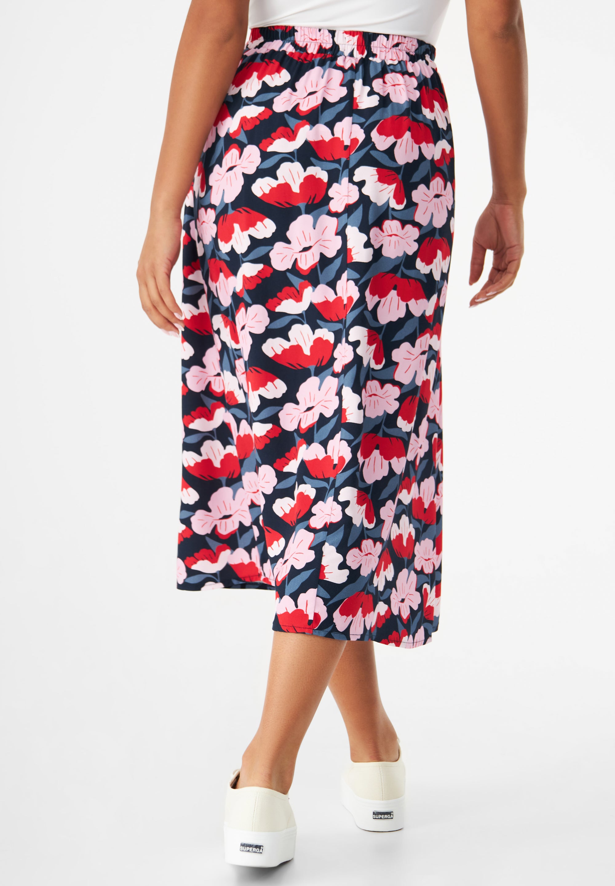 Givn Berlin Midirock GBVANA aus LENZING™ ECOVERO™ mit halb elastischem Bund Skirt Red / Pink (Flowers)