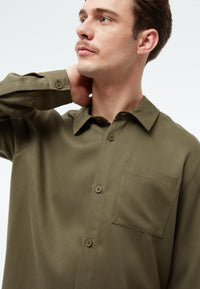 Givn Berlin Overshirt GBKEITH aus TENCEL™ Buttoned Shirt Khaki