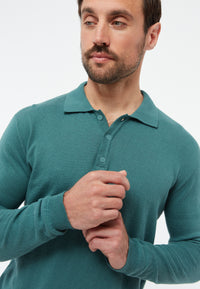 Givn Berlin Polo-Strickpullover GBLINO aus Bio-Baumwolle Sweater Graphite Green
