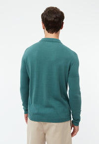 Givn Berlin Polo-Strickpullover GBLINO aus Bio-Baumwolle Sweater Graphite Green