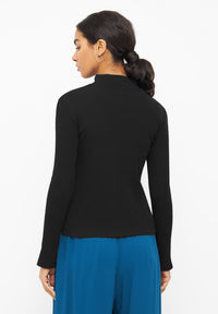 Givn Berlin Rollkragen-Longsleeve GINA aus Bio-Baumwolle Longsleeve Black (Rib)