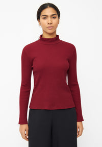 Givn Berlin Rollkragen-Longsleeve GINA aus Bio-Baumwolle Longsleeve Tibetan Red (Rib)