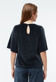 Givn Berlin Samtbluse GBJANKA aus Bio-Baumwolle mit Puffärmeln Blouse Dusty Blue