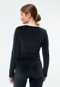 Givn Berlin Samtoberteil GBHAILEY mit Wickeloptik Longsleeve Dusty Blue