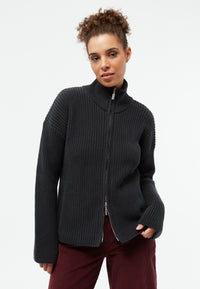 Givn Berlin Strickjacke GBABIGAIL aus Bio-Baumwolle mit Reißverschluss Cardigan Anthracite