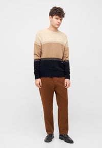 Givn Berlin Strickpullover DALE aus recycelter Wolle Sweater Acryl / Camel / Blue