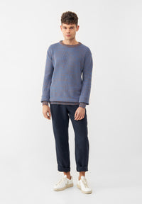 Givn Berlin Strickpullover GBAIDEN relaxed aus Bio-Baumwolle Sweater Beige / Blue (Melange)