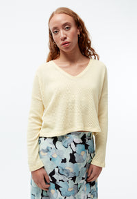 Givn Berlin Strickpullover GBLILLE cropped aus Bio-Baumwolle im Jacquard Muster Sweater Creamy Yellow (Jacquard)