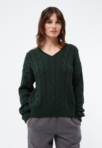 Givn Berlin Strickpullover GBRAMEA mit Zopfmuster aus Bio-Baumwolle Sweater Bottle Green