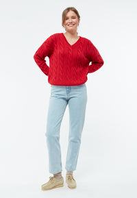 Givn Berlin Strickpullover GBRAMEA mit Zopfmuster aus Bio-Baumwolle Sweater Crimson