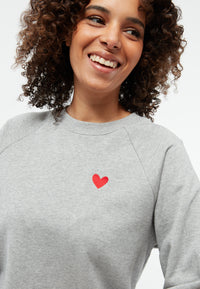 Givn Berlin Sweater GBYARA (Heart) aus Bio-Baumwolle mit Stickerei Sweater Grey Melange