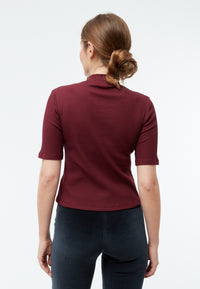 Givn Berlin T-Shirt GBGINETTA aus Bio-Baumwoll Rippjersey T-Shirt Burgundy (Rib)