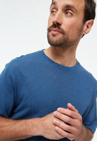 Givn Berlin T-Shirt GBLASSE aus Baumwoll-Leinen Mix T-Shirt Blazing Blue (Linen)