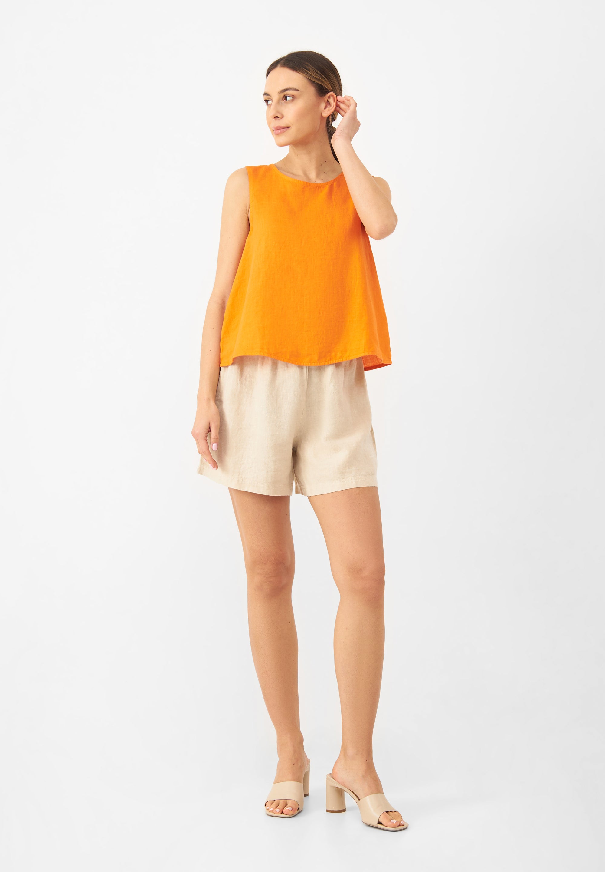 Givn Berlin Top GBDOROTHY aus Leinen mit asymmetrischer Rückenpartie Top Mandarine (Linen)