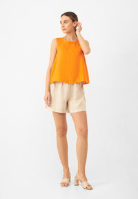 Givn Berlin Top GBDOROTHY aus Leinen mit asymmetrischer Rückenpartie Top Mandarine (Linen)