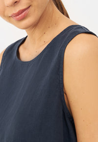 Givn Berlin Top GBDOROTHY aus Leinen mit asymmetrischer Rückenpartie Top Midnight Blue (Linen)