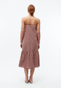 Givn Berlin Trägerkleid GBBRITNEY aus Bio-Baumwoll Seersucker Dress Light Apricot / Burgundy (Structure)