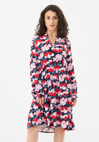 Givn Berlin Volantkleid GBMARIANNA aus LENZING™ ECOVERO™ Dress Red / Pink (Flowers)