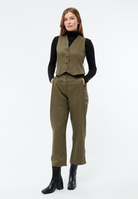 Givn Berlin Weste GBALIDA mit Teilungsnähten aus TENCEL™ Vest Khaki