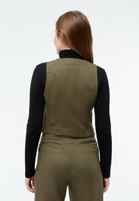 Givn Berlin Weste GBALIDA mit Teilungsnähten aus TENCEL™ Vest Khaki