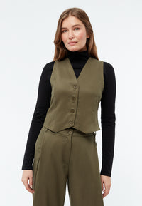 Givn Berlin Weste GBALIDA mit Teilungsnähten aus TENCEL™ Vest Khaki