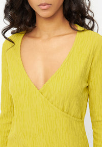 Givn Berlin Wickelbluse CLEA aus Bio-Baumwolle Longsleeve Dusty Lime (Structure)