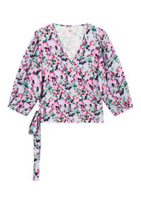 Givn Berlin Wickelbluse GBNATASHA aus LENZING™ ECOVERO™ Blouse Green / Violet (Bubbles)