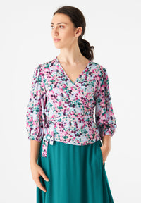 Givn Berlin Wickelbluse GBNATASHA aus LENZING™ ECOVERO™ Blouse Green / Violet (Bubbles)