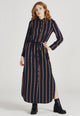 Second Hand Hemdblusenkleid STELLA aus LENZING™ ECOVERO™ - Midnight Blue / Light Camel (Stripes) - L