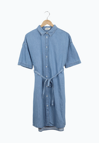 Second Hand Jeanskleid GBELOISE relaxed Fit aus Bio-Baumwolle - Light Blue (Denim) - M