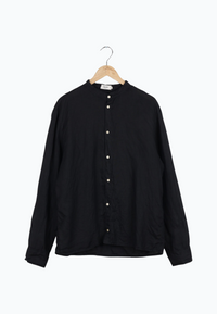 Second Hand Stehkragen-Hemd WES aus Leinen - Black (Linen) - N/A - XXL