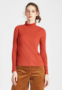 Second Hand Rollkragen-Longsleeve GINA aus Bio-Baumwolle - Rusty Orange - M