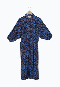 Secondhand Fitted Dress GBNATALINA made from LENZING™ ECOVERO™ with decorative pleats - Blue / Light Pink - S