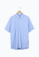 Second hand short sleeve shirt DYLAN made from organic cotton - Light Blue/White (Thin Stripes) - XXL