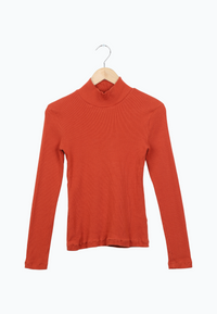 Second Hand Rollkragen-Longsleeve GINA aus Bio-Baumwolle - Rusty Orange - M