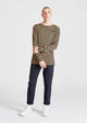 Longsleeve MELVIN aus TENCEL™ Lyocell - Blue / Camel (Stripes)