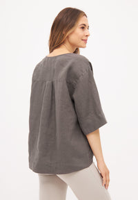 Givn Berlin Blusenshirt HARPER aus Leinen Blouse Taupe (Linen)