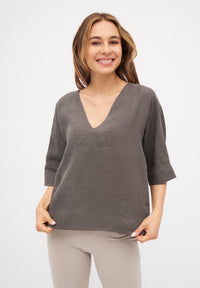 Givn Berlin Blusenshirt HARPER aus Leinen Blouse Taupe (Linen)