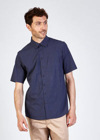 Givn Berlin Kurzarmhemd DYLAN aus Bio-Baumwolle Buttoned Shirt Blue (Elements)