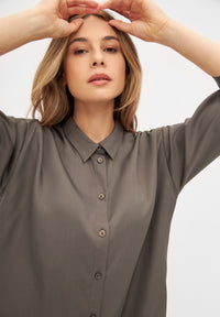 Givn Berlin Hemdblusenkleid MAGGIE aus TENCEL™ REFIBRA™ Lyocell Dress Taupe (Refibra)